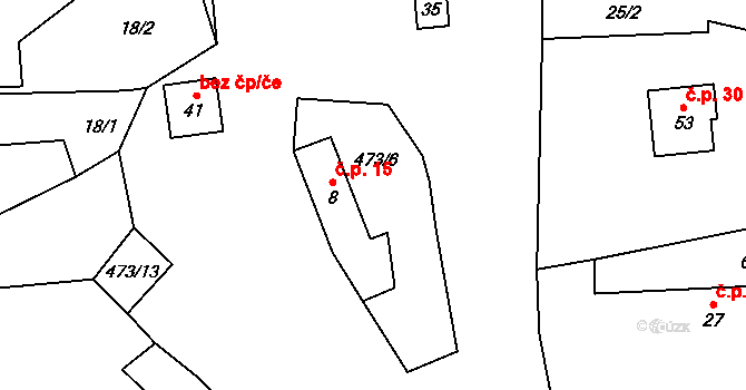 Zdeslavice 15, Černíny na parcele st. 8 v KÚ Zdeslavice u Černín, Katastrální mapa