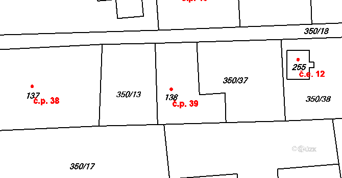 Otryby 39, Soběšín na parcele st. 138 v KÚ Soběšín, Katastrální mapa