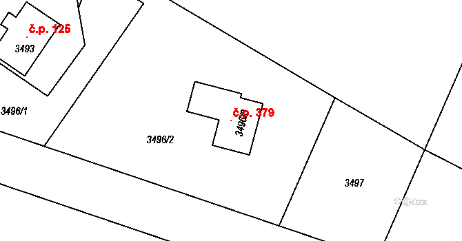 Třanovice 379 na parcele st. 3496/3 v KÚ Třanovice, Katastrální mapa