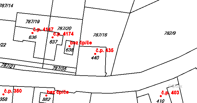 Kokonín 435, Jablonec nad Nisou na parcele st. 440 v KÚ Kokonín, Katastrální mapa