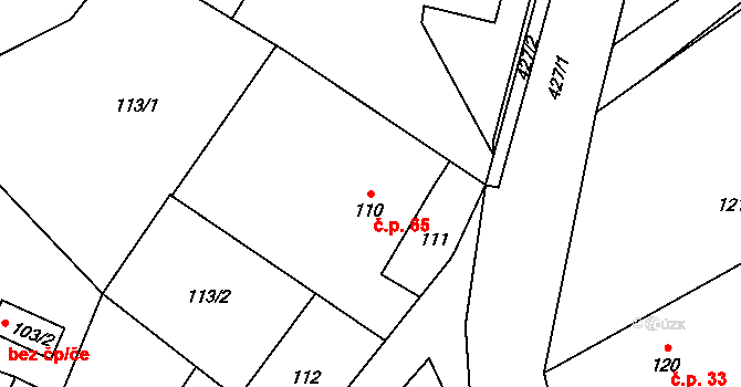 Ondřejov 65, Rýmařov na parcele st. 110 v KÚ Ondřejov u Rýmařova, Katastrální mapa