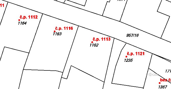 Český Brod 1113 na parcele st. 1162 v KÚ Český Brod, Katastrální mapa
