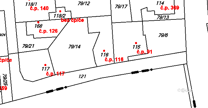 Hovorčovice 116 na parcele st. 116 v KÚ Hovorčovice, Katastrální mapa