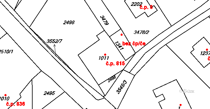 Lomnice nad Popelkou 815 na parcele st. 1011 v KÚ Lomnice nad Popelkou, Katastrální mapa