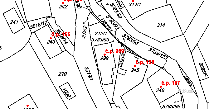 Cvikov II 269, Cvikov na parcele st. 999 v KÚ Cvikov, Katastrální mapa