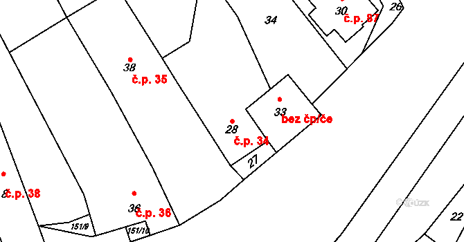 Police 34 na parcele st. 28 v KÚ Police u Valašského Meziříčí, Katastrální mapa