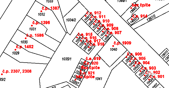 Ústí nad Labem-centrum 917, Ústí nad Labem na parcele st. 1035/10 v KÚ Ústí nad Labem, Katastrální mapa
