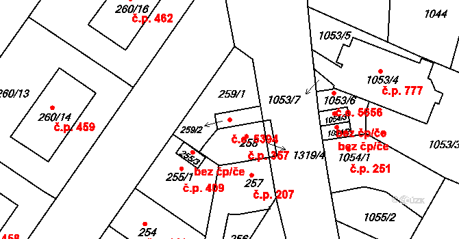 Bukov 5394, Ústí nad Labem na parcele st. 259/2 v KÚ Bukov, Katastrální mapa