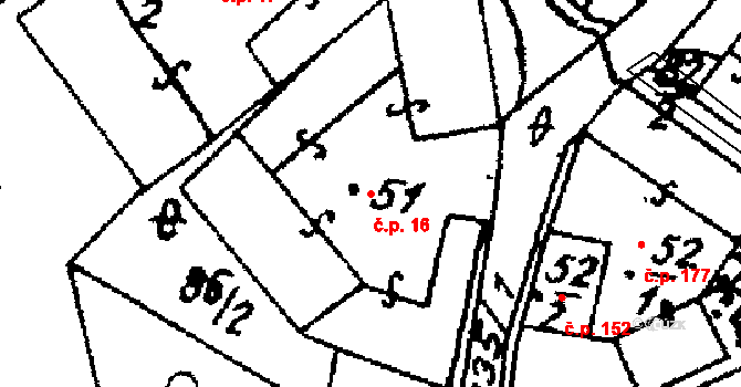 Vraclav 16 na parcele st. 51 v KÚ Vraclav, Katastrální mapa