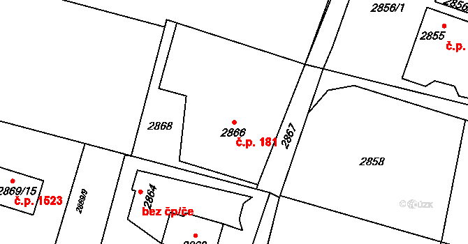 Dolní Lutyně 181 na parcele st. 2866 v KÚ Dolní Lutyně, Katastrální mapa
