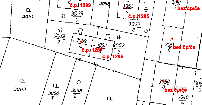 Poděbrady III 1286, Poděbrady na parcele st. 3052/5 v KÚ Poděbrady, Katastrální mapa