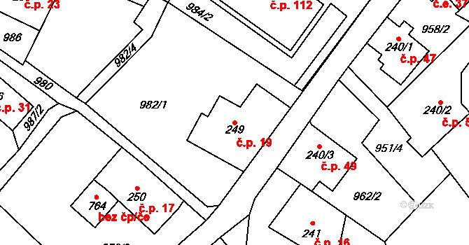 Děčín XXI-Horní Oldřichov 19, Děčín na parcele st. 249 v KÚ Horní Oldřichov, Katastrální mapa