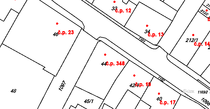 Starý Bohumín 348, Bohumín na parcele st. 44 v KÚ Starý Bohumín, Katastrální mapa