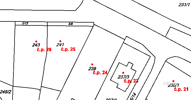 Chvalovice 24 na parcele st. 239 v KÚ Chvalovice, Katastrální mapa