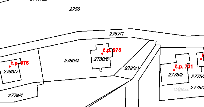 Frýdlant 975, Frýdlant nad Ostravicí na parcele st. 2780/6 v KÚ Frýdlant nad Ostravicí, Katastrální mapa