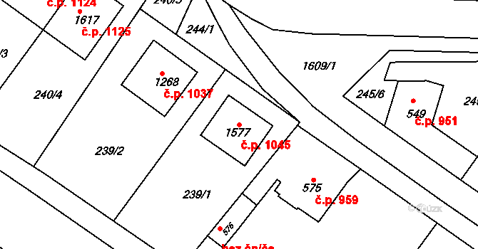 Litovel 1045 na parcele st. 1577 v KÚ Litovel, Katastrální mapa