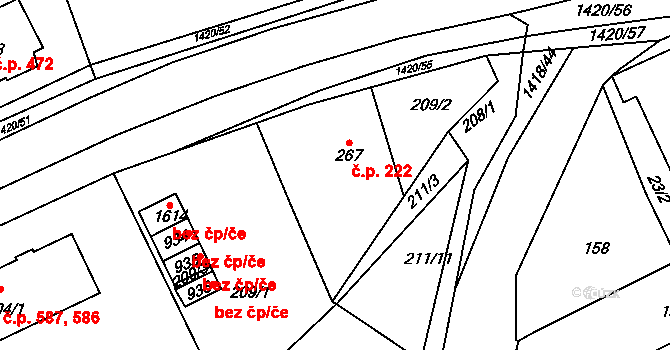 Blovice 222 na parcele st. 267 v KÚ Blovice, Katastrální mapa