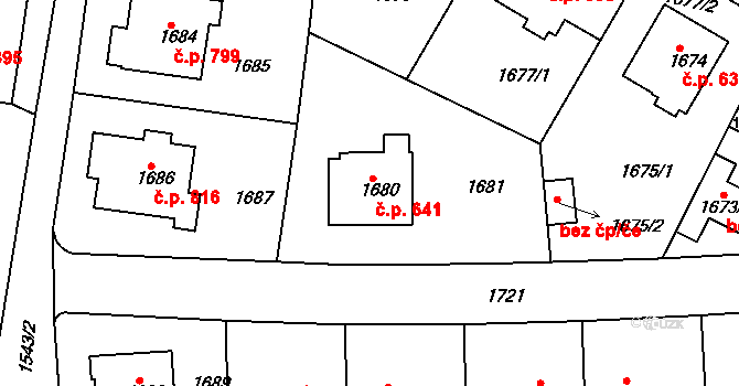 Michle 641, Praha 1 na parcele st. 1680 v KÚ Michle, Katastrální mapa