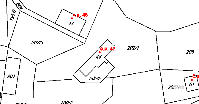 Mlýny 47, Kytlice na parcele st. 48 v KÚ Kytlické Mlýny, Katastrální mapa