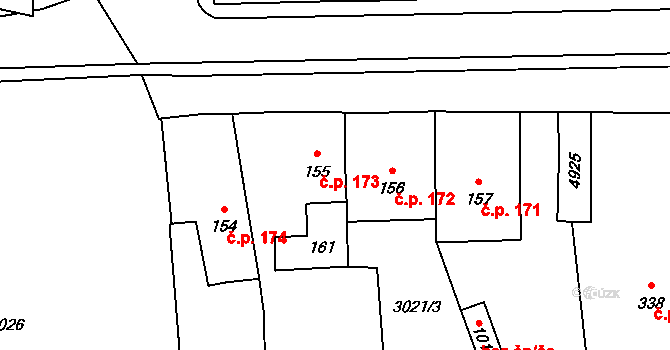 Kunžak 173 na parcele st. 155 v KÚ Kunžak, Katastrální mapa