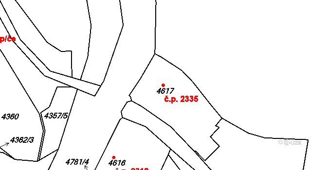 Dejvice 2335, Praha na parcele st. 4617 v KÚ Dejvice, Katastrální mapa
