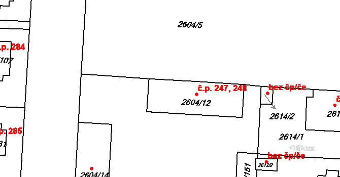 Příbram IV 247,248, Příbram na parcele st. 2604/12 v KÚ Příbram, Katastrální mapa