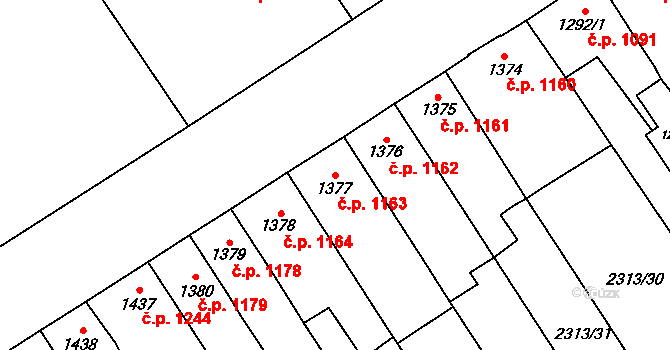 Dvůr Králové nad Labem 1163 na parcele st. 1377 v KÚ Dvůr Králové nad Labem, Katastrální mapa