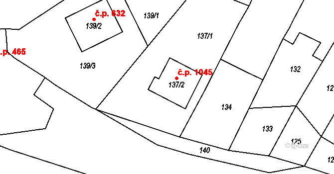 Mutěnice 1045 na parcele st. 137/2 v KÚ Mutěnice, Katastrální mapa