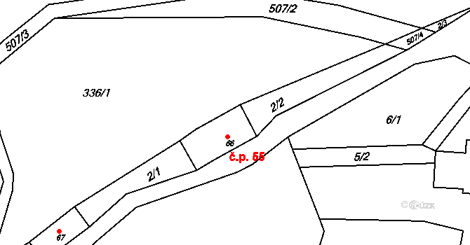 Ždírnice 55, Horní Olešnice na parcele st. 66 v KÚ Zadní Ždírnice, Katastrální mapa