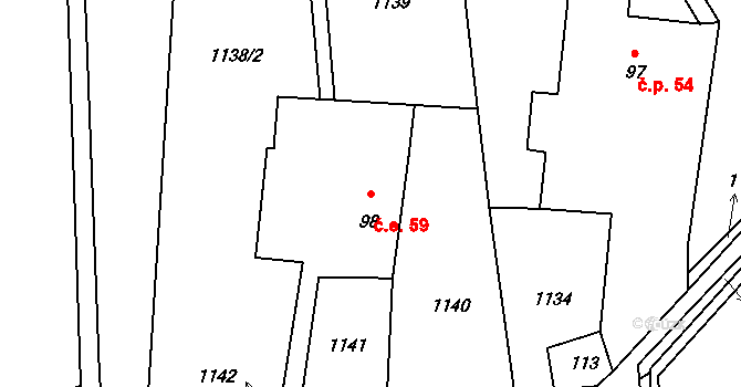 Lukov 59, Úštěk na parcele st. 98 v KÚ Lukov u Úštěku, Katastrální mapa