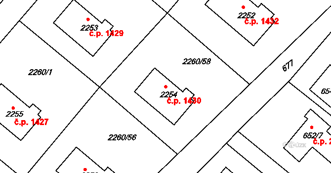 Rumburk 1 1430, Rumburk na parcele st. 2254 v KÚ Rumburk, Katastrální mapa