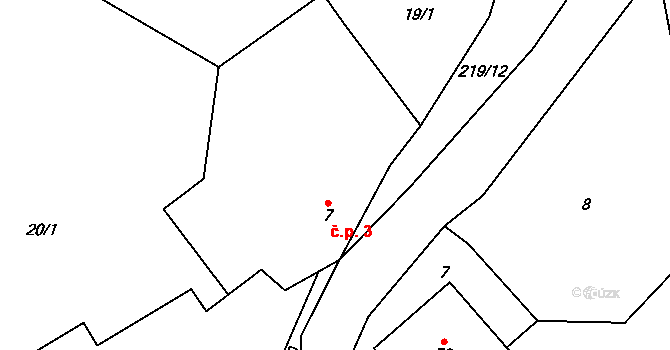 Miškovice 3, Třebovle na parcele st. 7 v KÚ Miškovice u Kouřimi, Katastrální mapa