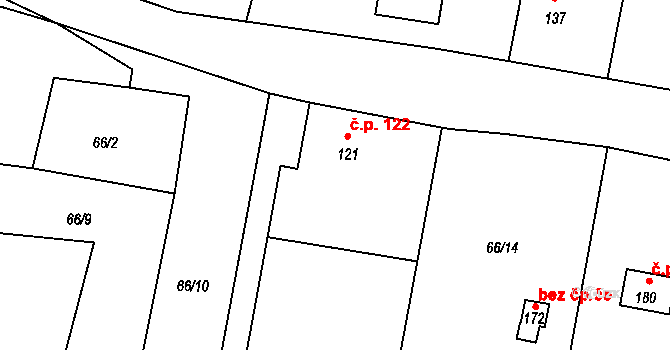Dolní Slivno 122 na parcele st. 121 v KÚ Dolní Slivno, Katastrální mapa