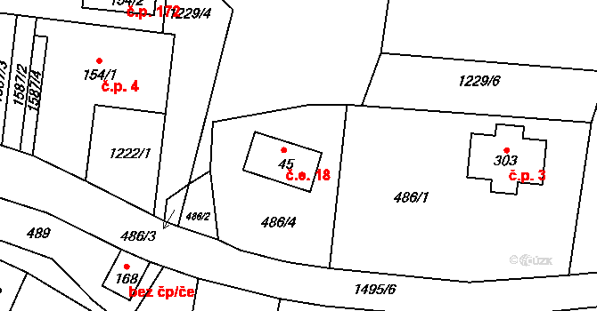 Horní Prysk 18, Prysk na parcele st. 45 v KÚ Horní Prysk, Katastrální mapa