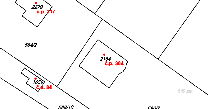 Chlumec nad Cidlinou III 304, Chlumec nad Cidlinou na parcele st. 2164 v KÚ Chlumec nad Cidlinou, Katastrální mapa