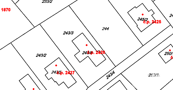 Rožnov pod Radhoštěm 2426 na parcele st. 243/6 v KÚ Tylovice, Katastrální mapa
