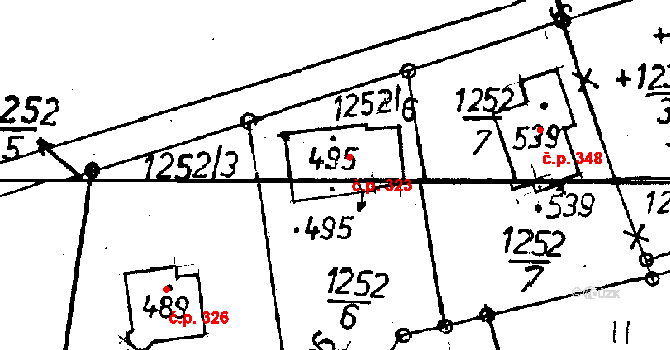 Jeřmanice 323 na parcele st. 495 v KÚ Jeřmanice, Katastrální mapa