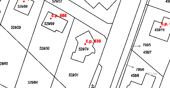 Včelná 539 na parcele st. 529/74 v KÚ Včelná, Katastrální mapa