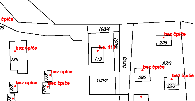 Butov 113, Stříbro na parcele st. 113 v KÚ Butov, Katastrální mapa