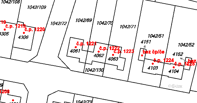Valdické Předměstí 1222, Jičín na parcele st. 4062 v KÚ Jičín, Katastrální mapa