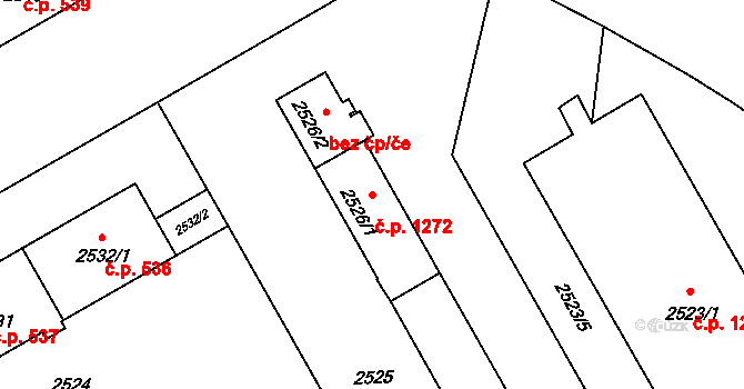 Lyžbice 1272, Třinec na parcele st. 2526/1 v KÚ Lyžbice, Katastrální mapa