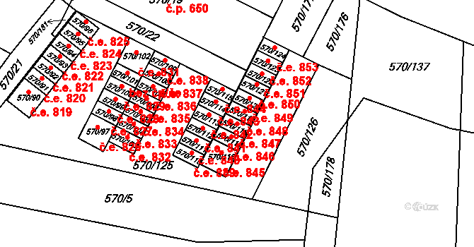 Vyškov-Předměstí 847, Vyškov na parcele st. 570/118 v KÚ Vyškov, Katastrální mapa