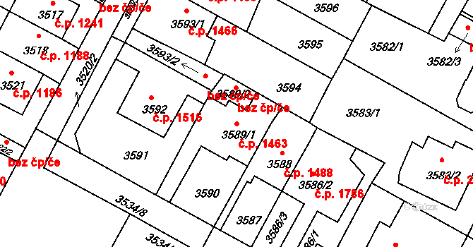 Předměstí 1463, Litoměřice na parcele st. 3589/1 v KÚ Litoměřice, Katastrální mapa