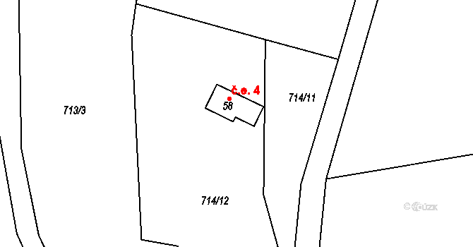 Všesoky 4, Chlístovice na parcele st. 58 v KÚ Všesoky, Katastrální mapa