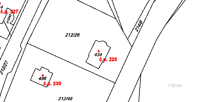Perštejn 225 na parcele st. 434 v KÚ Černýš, Katastrální mapa