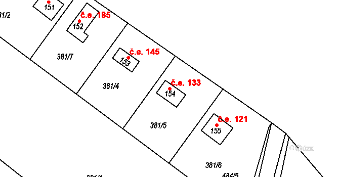 Ústupky 133, Seč na parcele st. 154 v KÚ Proseč u Seče, Katastrální mapa