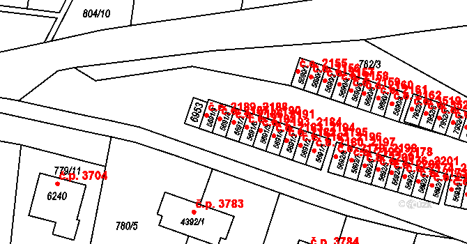 Zlín 2186,2191 na parcele st. 5691/7 v KÚ Zlín, Katastrální mapa