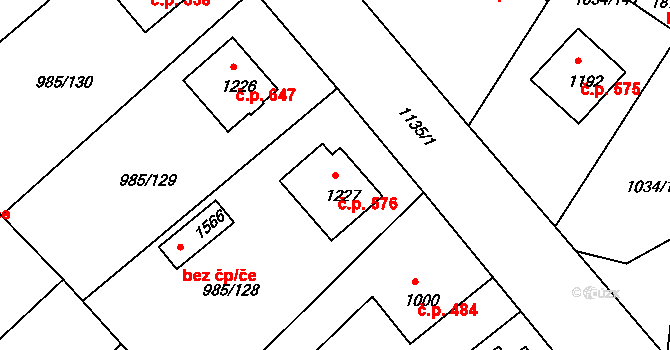 Votice 576 na parcele st. 1227 v KÚ Votice, Katastrální mapa