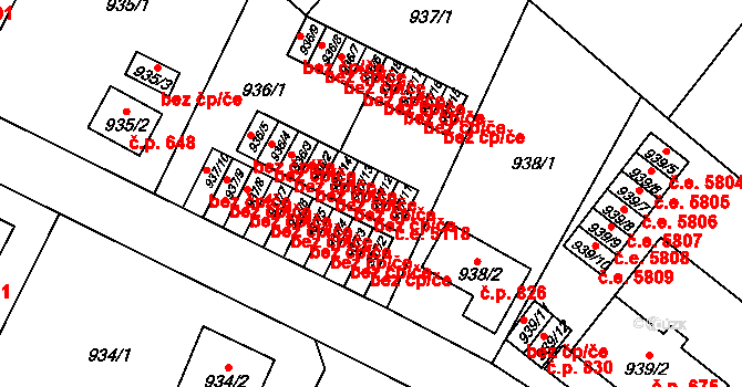 Ústí nad Labem 38850681 na parcele st. 937/12 v KÚ Bukov, Katastrální mapa