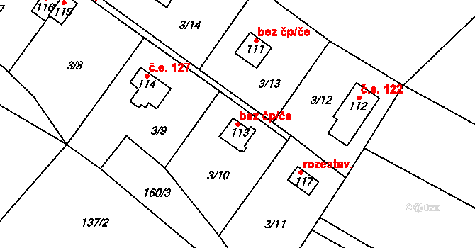 Chotoviny 39946681 na parcele st. 113 v KÚ Řevnov, Katastrální mapa